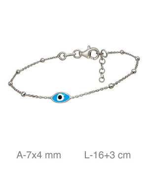 Pulsera con Ojo Turco y Bolitas en Plata Ley