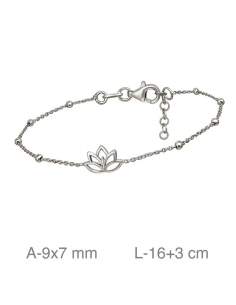 Pulsera con Flor de Loto y Bolitas en Plata Ley