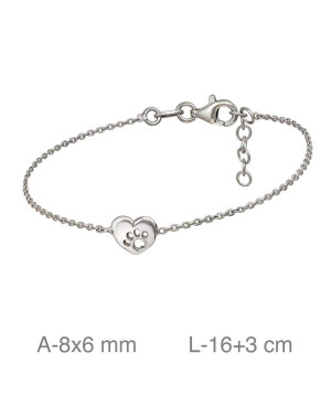 Pulsera con Huella y Corazón en Plata Ley