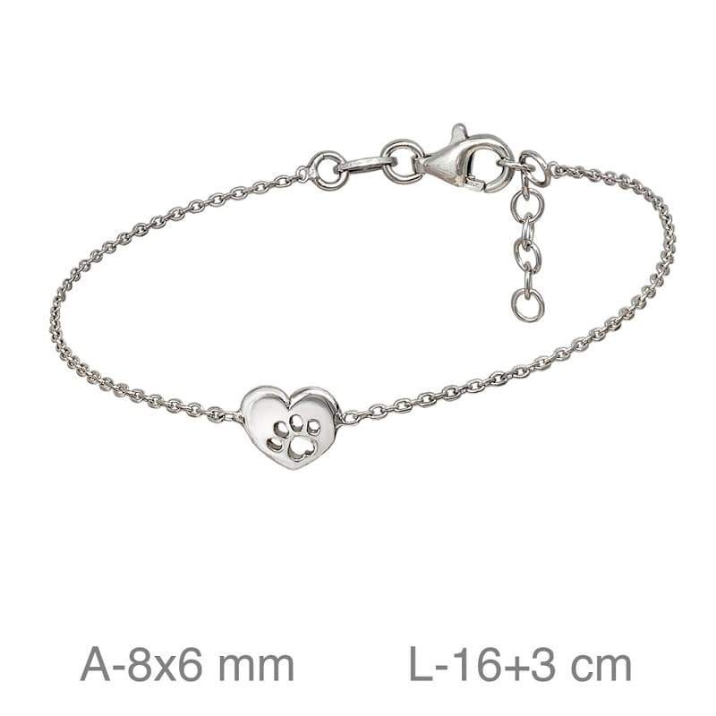 Pulsera con Huella y Corazón en Plata Ley