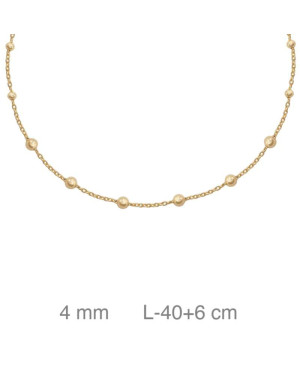 Collar con Bolitas  Plata Ley Bañada en Oro