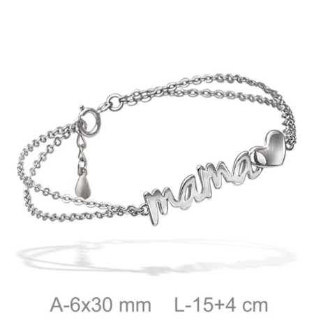 Pulsera Mama con Corazón de Plata Ley
