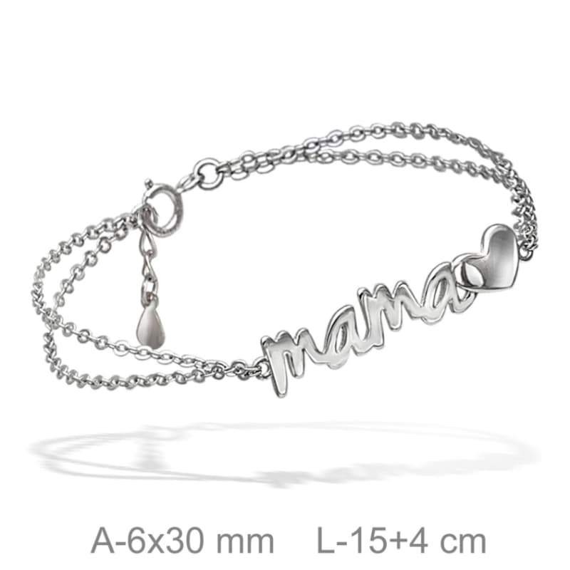 Pulsera Mama con Corazón de Plata Ley