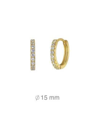 Pendientes Aros con Circonitas Plata Ley Bañada en Oro