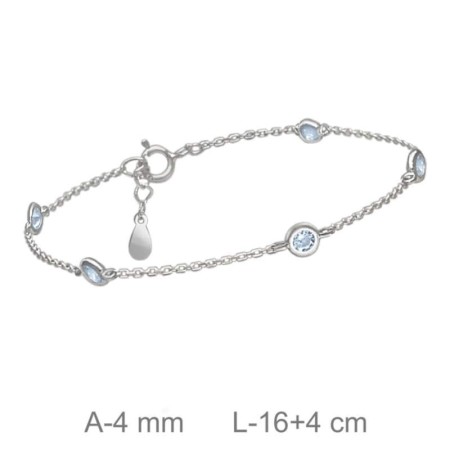 Pulsera con Circonitas Aguamarina de Plata Ley