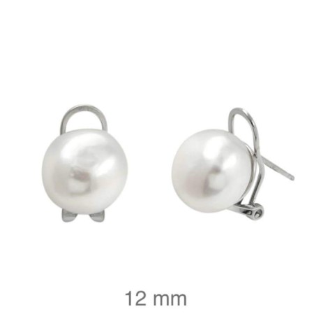 Pendientes Omega de Perlas en Plata Ley