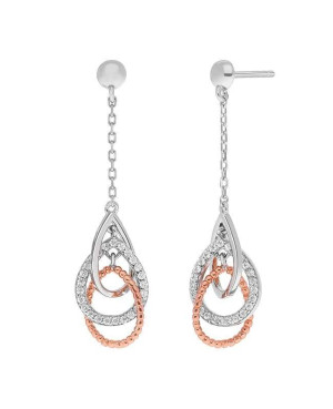 Pendientes Marea Velvet Bicolor en Plata Ley con Circonitas y Baño