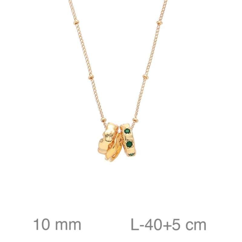 Collar con tres Anillos en Acero Dorado