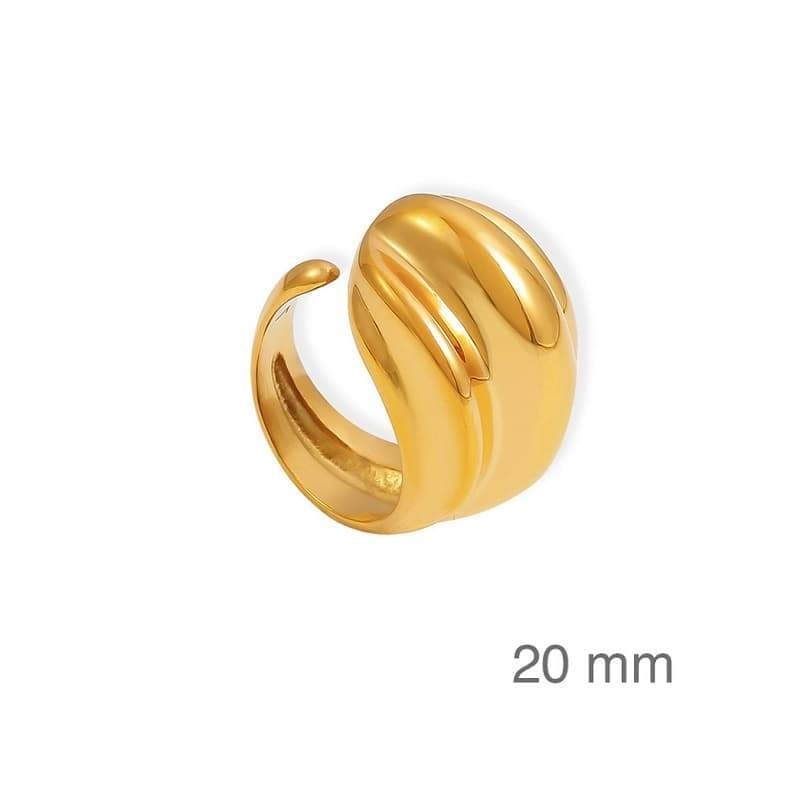 Anillo Asimétrico en Acero Dorado