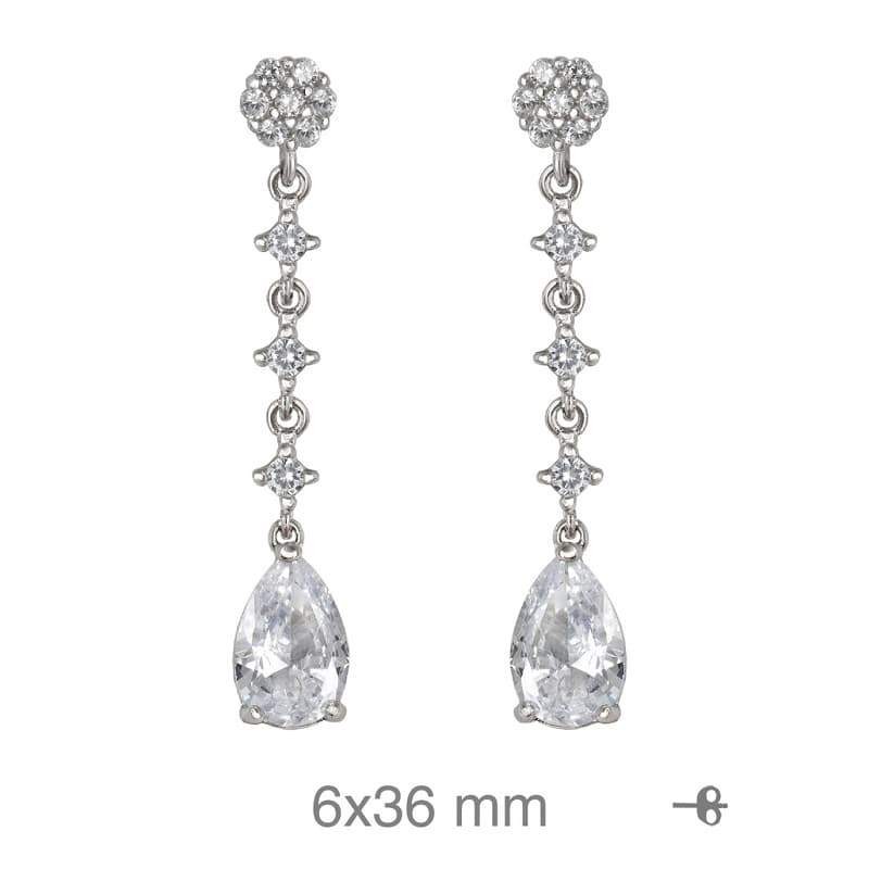 Pendientes Largos con Circonitas en Plata Ley