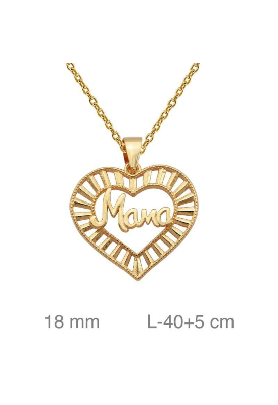 Collar Corazón Mama de Plata Ley con Baño de Oro