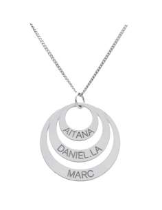 Collar 3 Círculos + Nombres en  Plata Ley