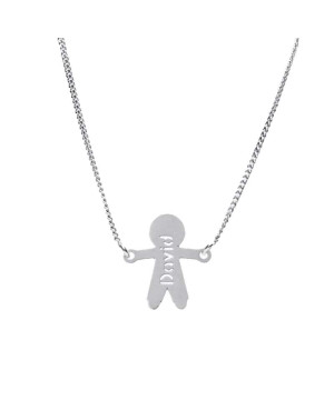 Collar Nombre + Niño Plata Ley