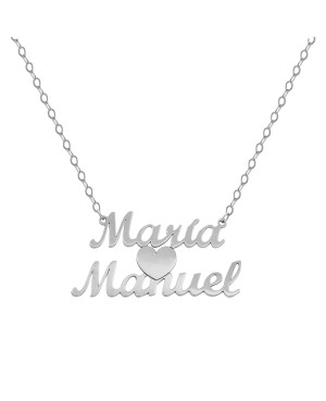 Collar Nombres Corazón Plata Ley
