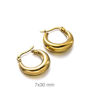 Pendientes Aros de Acero con Baño de Oro