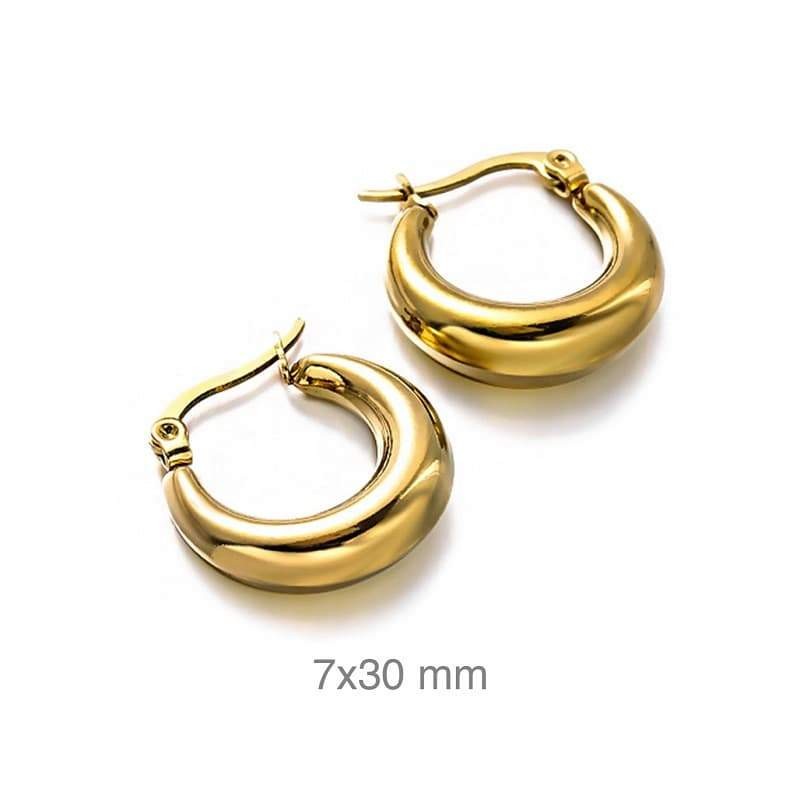 Pendientes Aros de Acero con Baño de Oro