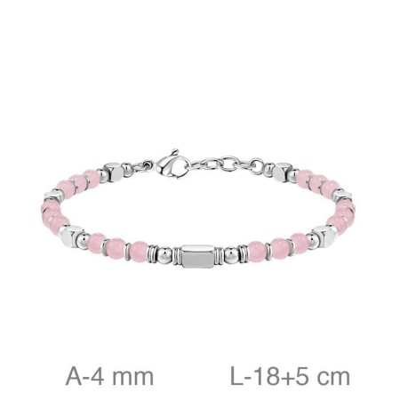 Pulsera de Acero con Piedra Amazonita Rosa