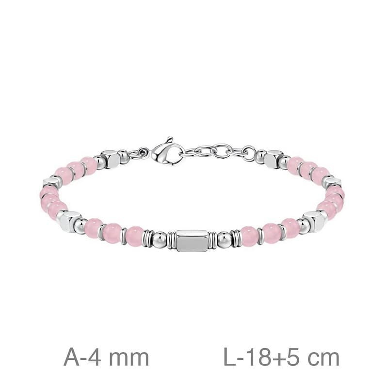 Pulsera de Acero con Piedra Amazonita Rosa
