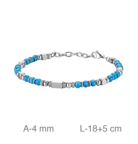Pulsera de Acero con Piedra Amazonita Azul