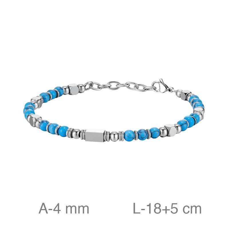 Pulsera de Acero con Piedra Amazonita Azul