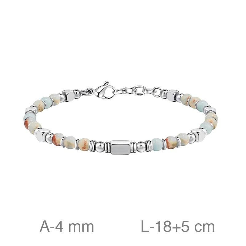 Pulsera de Acero con Piedra Amazonita Turquesa