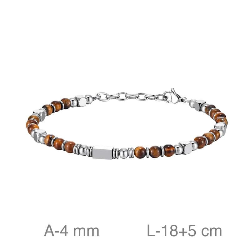 Pulsera de Acero con Piedra Amazonita Marrón