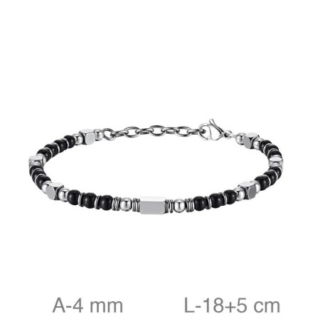 Pulsera de Acero con Piedra Amazonita Negra