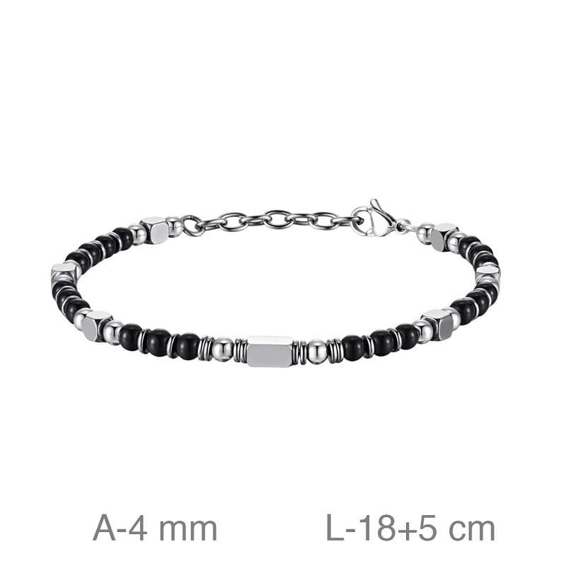 Pulsera de Acero con Piedra Amazonita Negra