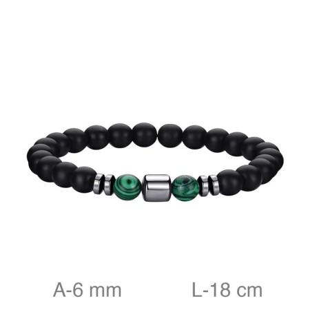 Pulsera de Acero con Onix y Malaquita