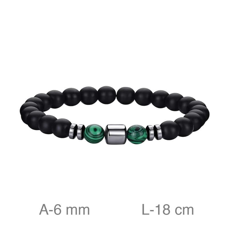 Pulsera de Acero con Onix y Malaquita