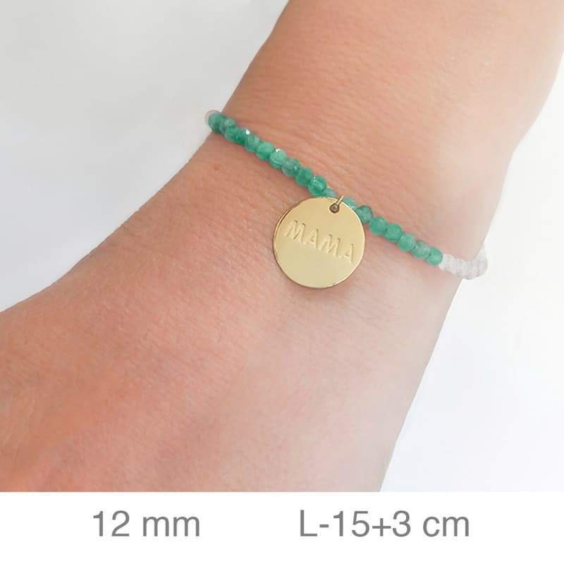 Pulsera Mama con Piedras Verdes en Plata Ley