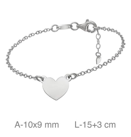 Pulsera con Corazón en Plata Ley