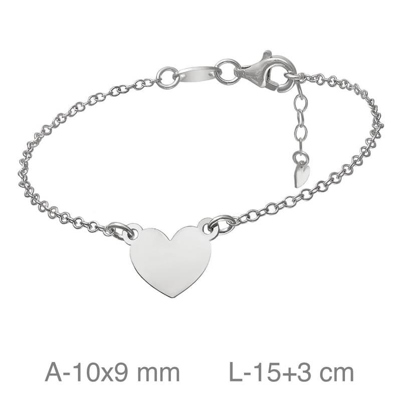 Pulsera con Corazon en Plata Ley