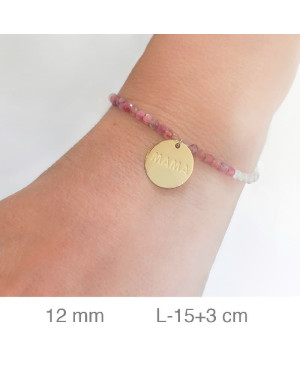 Pulsera Mama con Piedras Rosas en Plata Ley