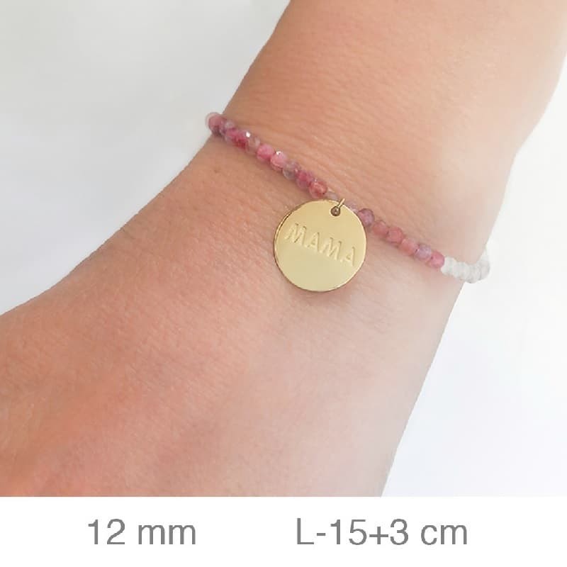 Pulsera Mama con Piedras Rosas en Plata Ley