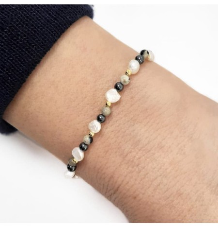 Pulsera con Piedras Naturales en Plata Ley