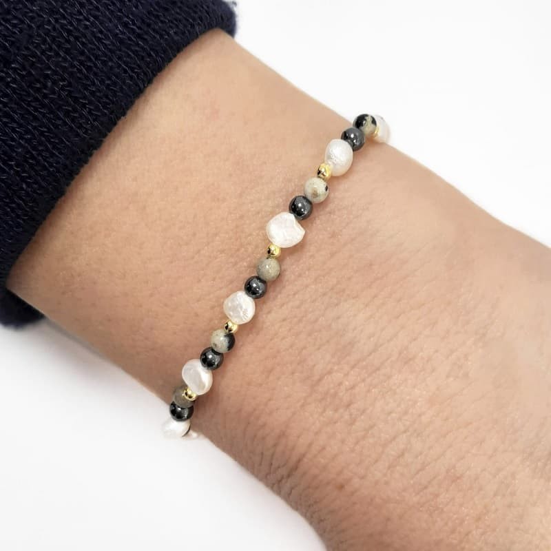 Pulsera con Piedras Naturales en Plata Ley