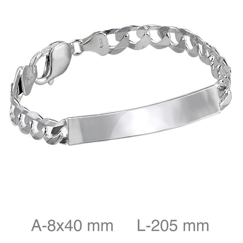 Pulsera Esclava Hombre Barbada Plata Ley