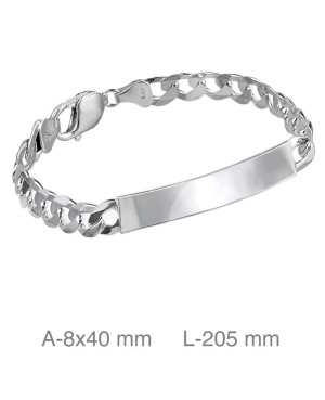 Pulsera Esclava Hombre Barbada Plata Ley