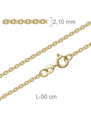 Cadena Forzada Redonda 50cm de Plata Ley con Baño de Oro