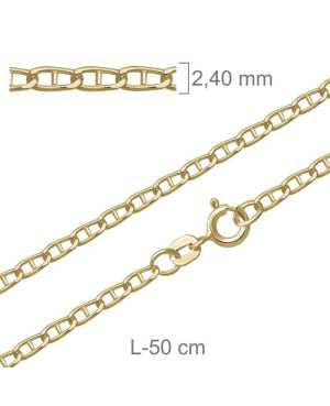 Cadena Ancla 50cm de Plata Ley con Baño de Oro