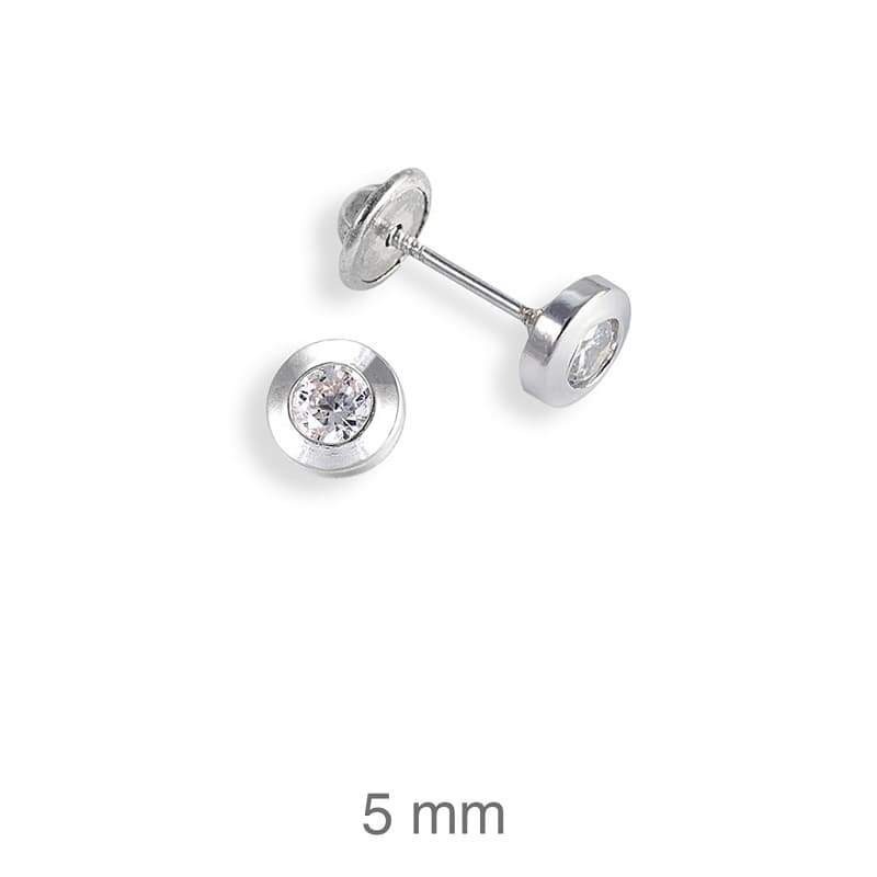 Pendientes con Circonita de Rosca en Plata Ley