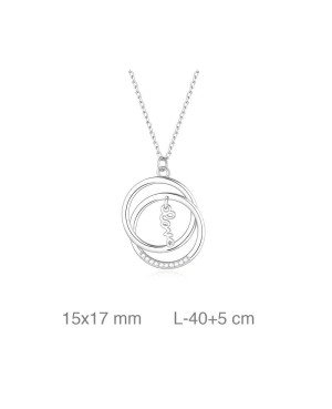 Collar Doble Aro Love con Circonita Plata Ley