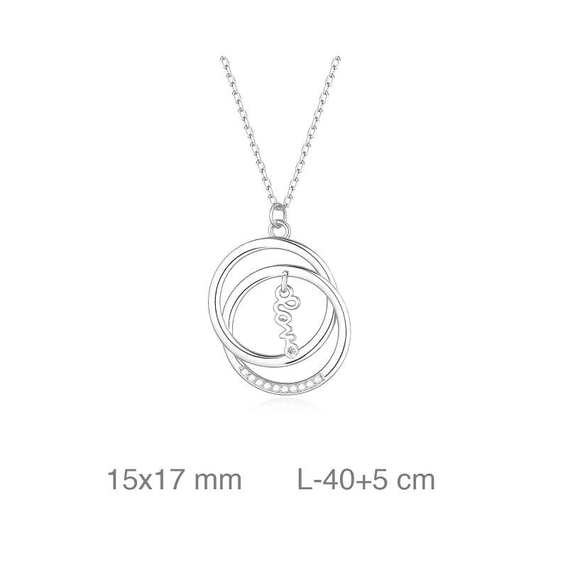 Collar Doble Aro Love con Circonita Plata Ley