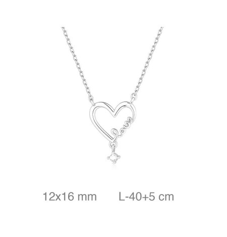 Collar Corazón Love con Circonita Plata Ley