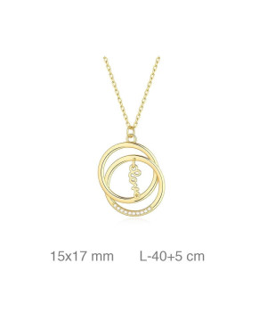 Collar Doble Aro Love con Circonita Plata Ley Bañada en Oro