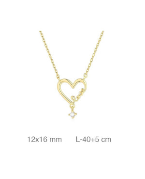 Collar Corazón Love con Circonita Plata Ley con Baño de Oro
