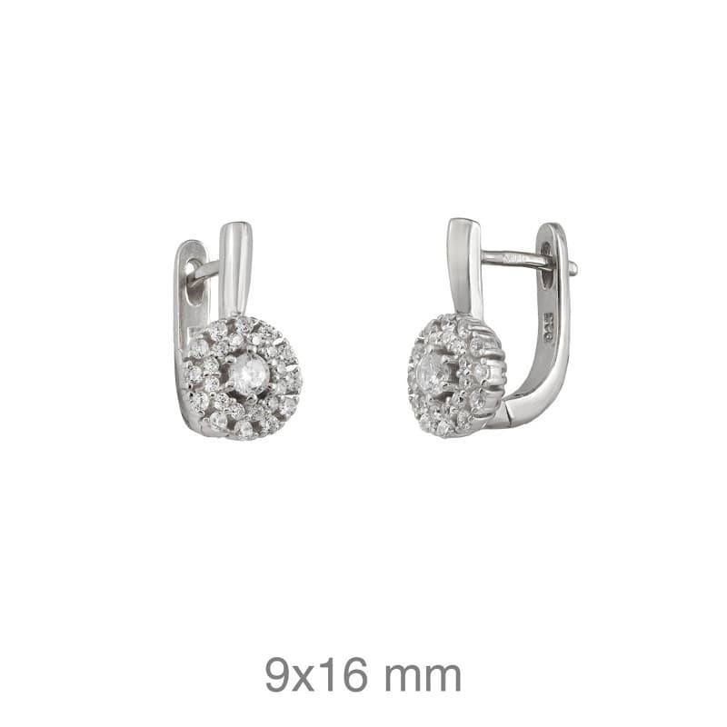 Pendientes con Roseton de Circonitas Plata Ley