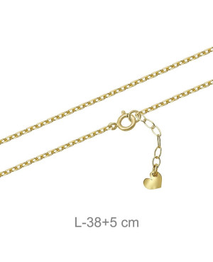 Cadena Forzada 38cm+5cm Plata Ley con Baño de Oro