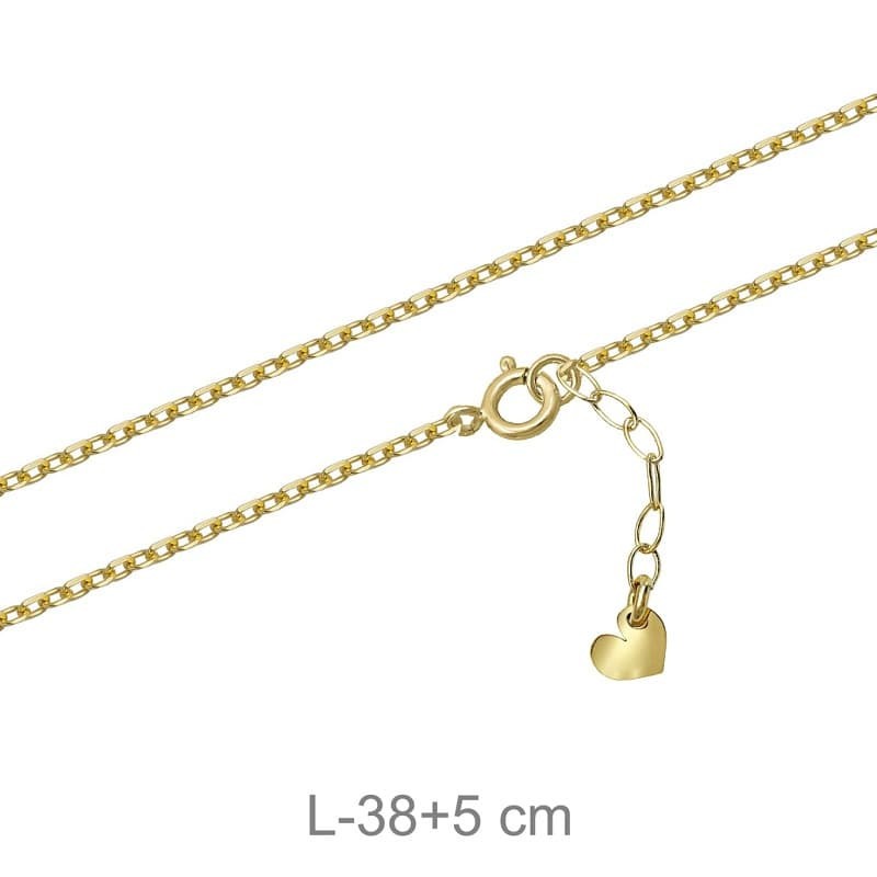 Cadena Forzada 38cm+5cm Plata Ley con Baño de Oro